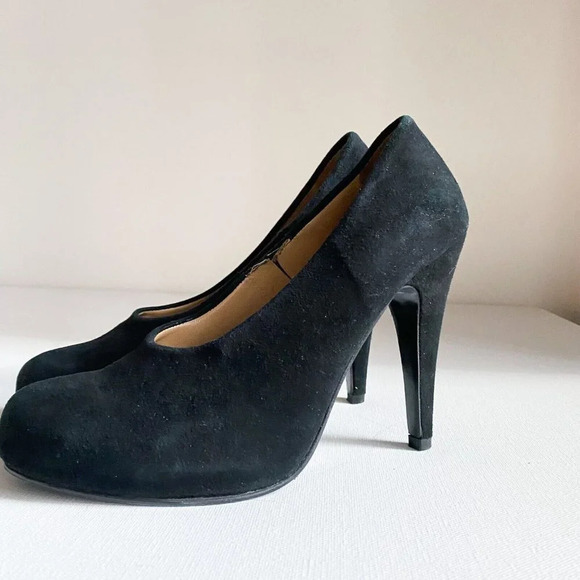 Gravity Pope Black Suede Round Toe  Classic High Heels 39 - Picture 5 of 6